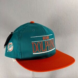 Miami Dolphins Annco 1990s Vintage NFL Snapback Hat NWT Teal Orange
